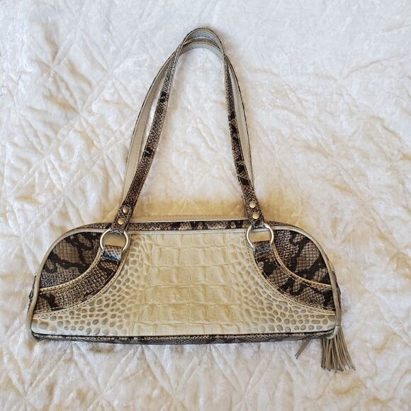 ROBERTO VASCON Hand Made Women's Hand Bag Reptile Embossed Genuine Leather Y2K - Picture 7 of 14